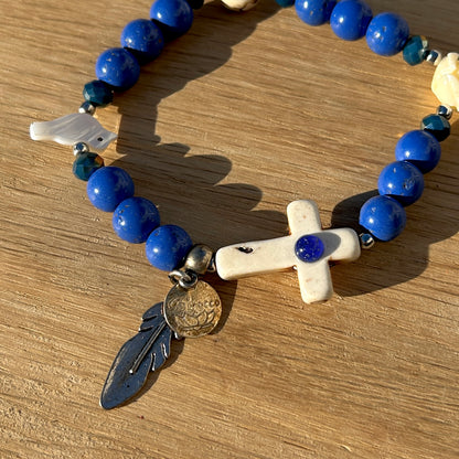 BRACELET - CROIX LAPIS LAZULI