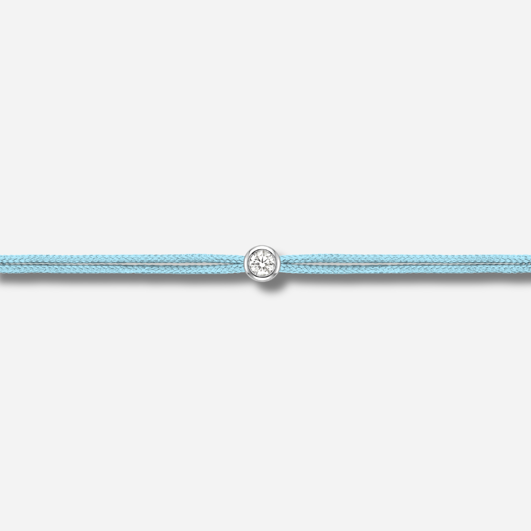 Bracelet Cuty 0.05CT Bleu Ciel LoveLab Antwerp en argent 925 ou or 18K avec diamant de laboratoire sur fil bleu ciel