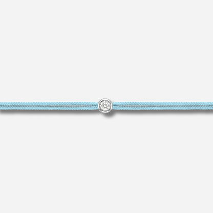 Bracelet Cuty 0.05CT Bleu Ciel LoveLab Antwerp en argent 925 ou or 18K avec diamant de laboratoire sur fil bleu ciel