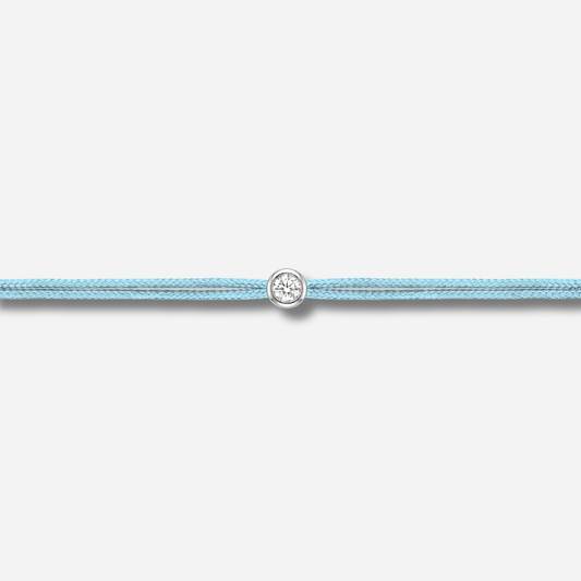 Bracelet Cuty 0.05CT Bleu Ciel LoveLab Antwerp en argent 925 ou or 18K avec diamant de laboratoire sur fil bleu ciel