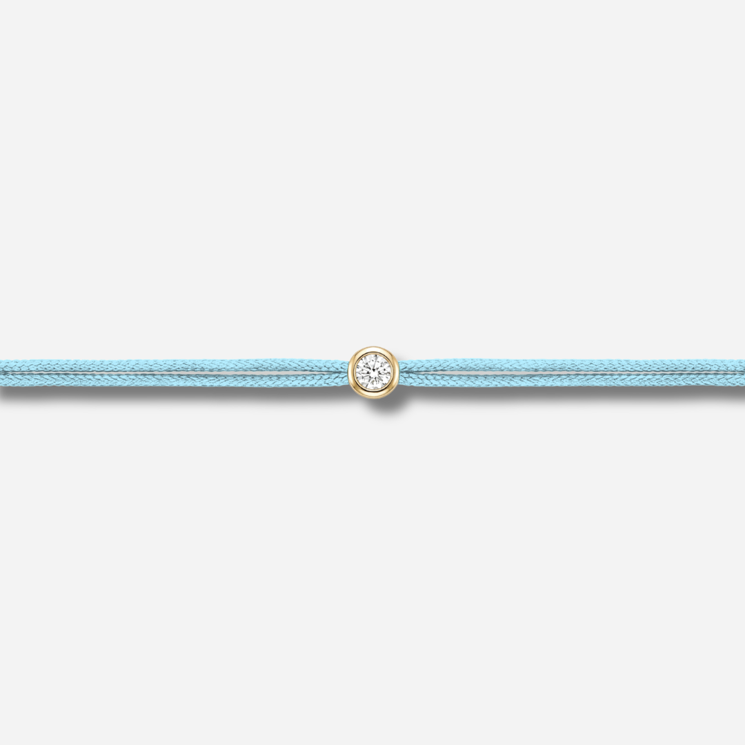 Bracelet Cuty 0.05CT Bleu Ciel LoveLab Antwerp en argent 925 ou or 18K avec diamant de laboratoire sur fil bleu ciel