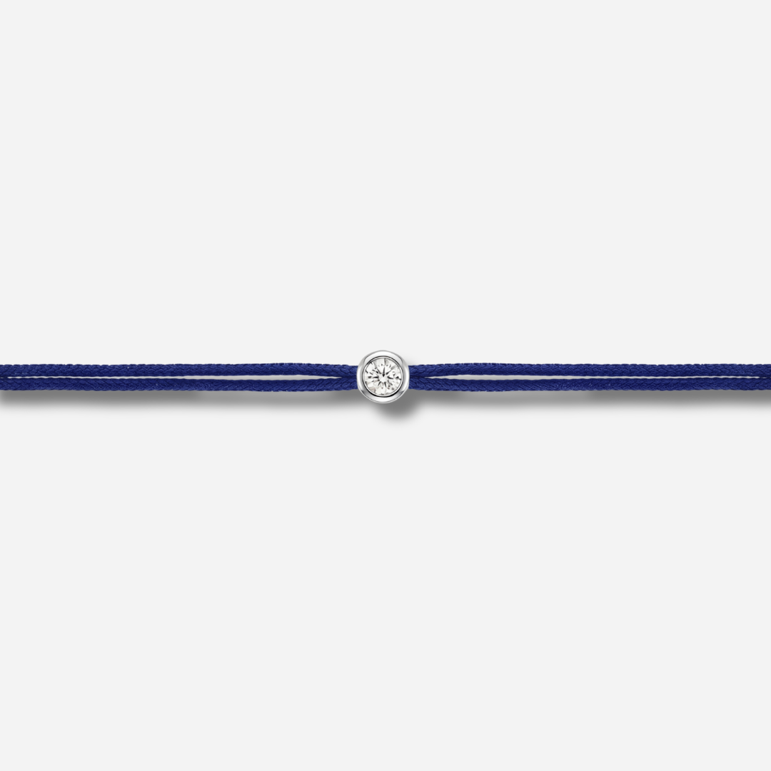 Bracelet Cuty 0.05CT Bleu Marine LoveLab Antwerp en argent 925 ou or 18K avec diamant de laboratoire sur fil bleu marine