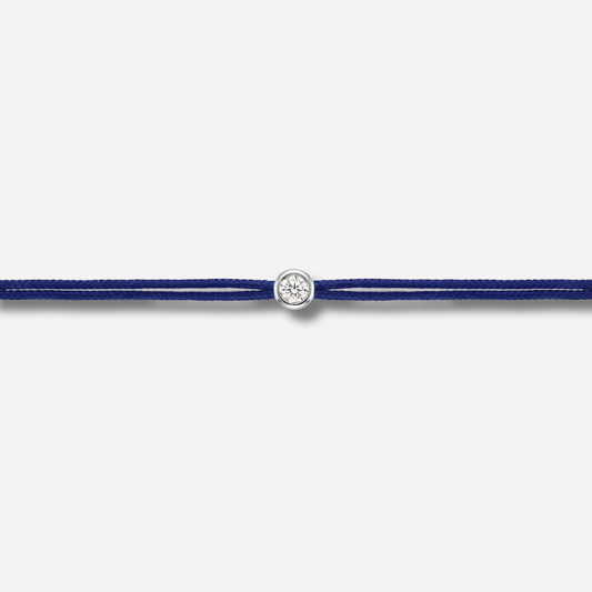 Bracelet Cuty 0.05CT Bleu Marine LoveLab Antwerp en argent 925 ou or 18K avec diamant de laboratoire sur fil bleu marine