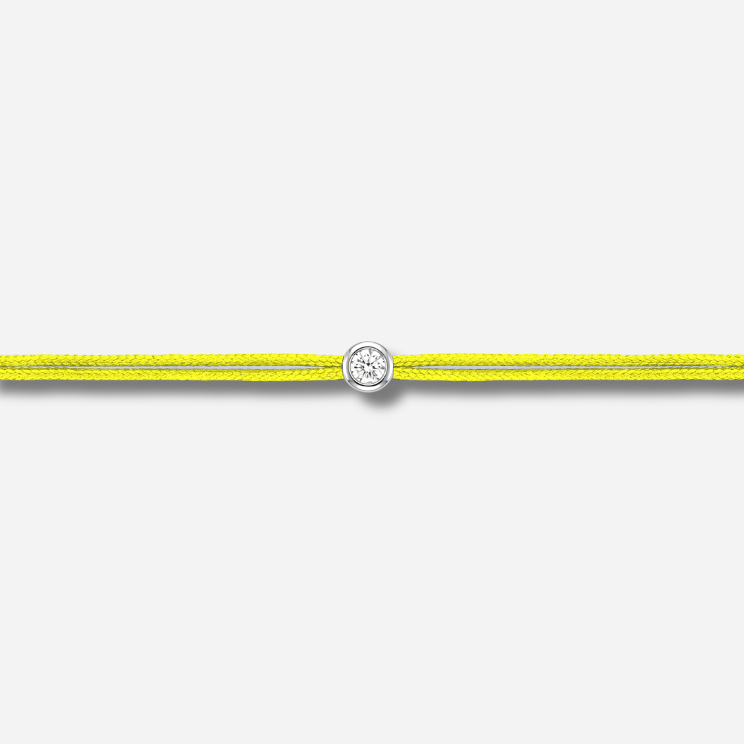 Bracelet Cuty 0.05CT Jaune Fluo LoveLab Antwerp en argent 925 ou or 18K avec diamant de laboratoire sur fil jaune néon
