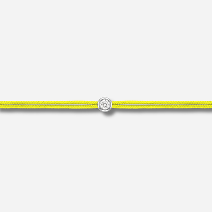 Bracelet Cuty 0.05CT Jaune Fluo LoveLab Antwerp en argent 925 ou or 18K avec diamant de laboratoire sur fil jaune néon