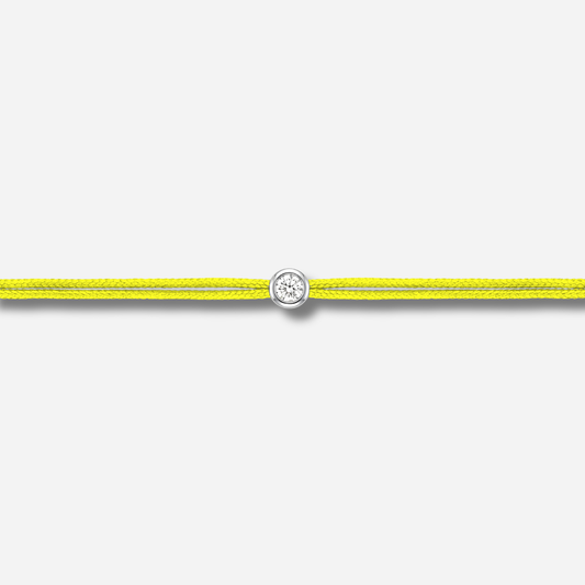Bracelet Cuty 0.05CT Jaune Fluo LoveLab Antwerp en argent 925 ou or 18K avec diamant de laboratoire sur fil jaune néon