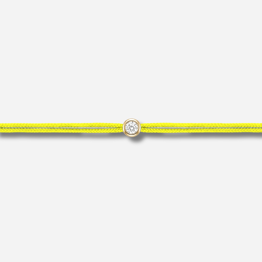 Bracelet Cuty 0.05CT Jaune Fluo LoveLab Antwerp en argent 925 ou or 18K avec diamant de laboratoire sur fil jaune néon