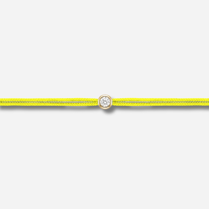 Bracelet Cuty 0.05CT Jaune Fluo LoveLab Antwerp en argent 925 ou or 18K avec diamant de laboratoire sur fil jaune néon