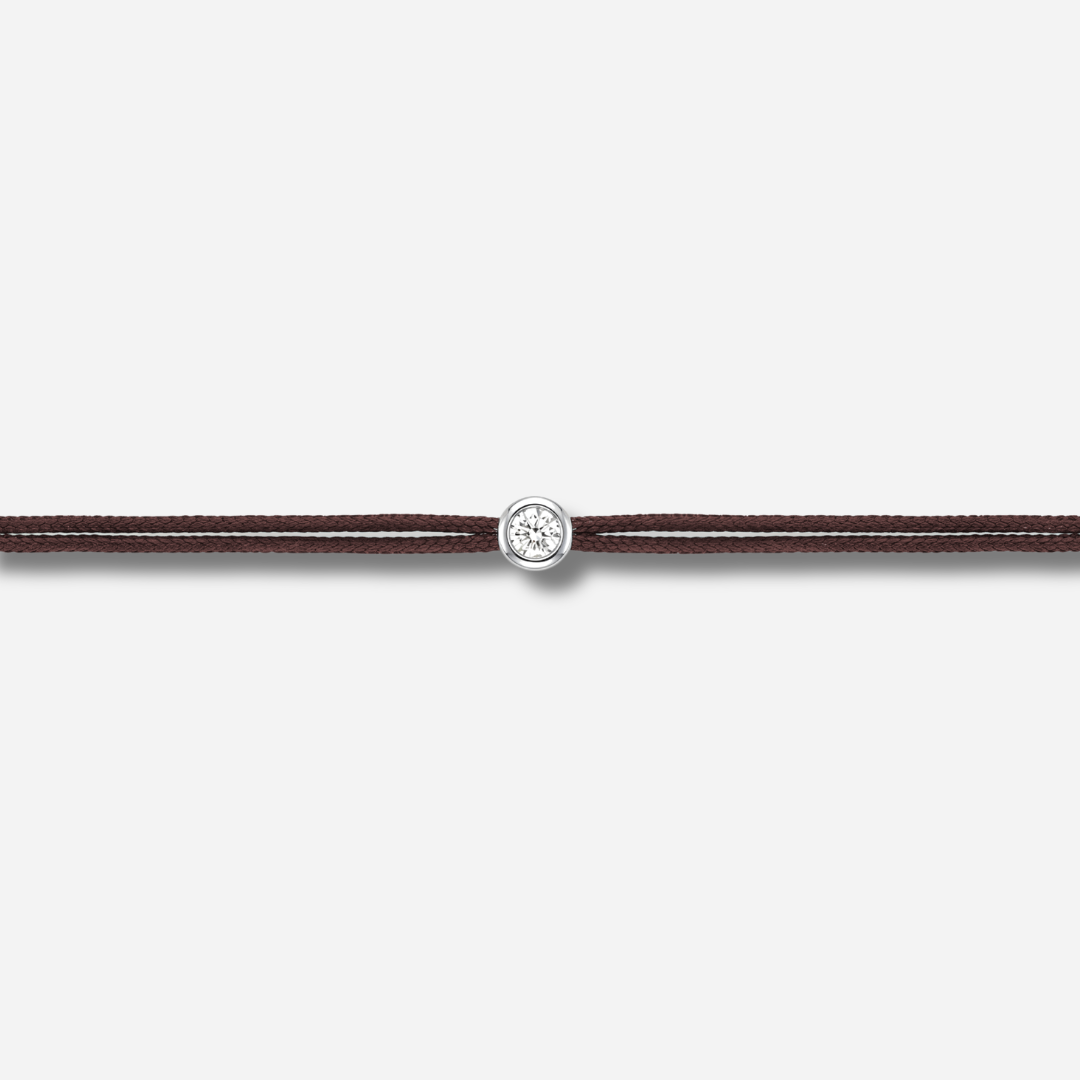 Bracelet Cuty 0.05CT Marron LoveLab Antwerp en argent 925 ou or 18K avec diamant de laboratoire sur fil marron