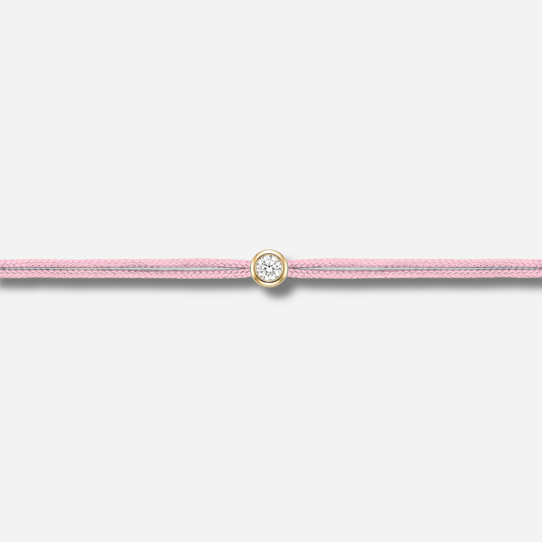 Bracelet Cuty 0.05CT Rose Clair LoveLab Antwerp en argent 925 ou or 18K avec diamant de laboratoire sur fil rose clair