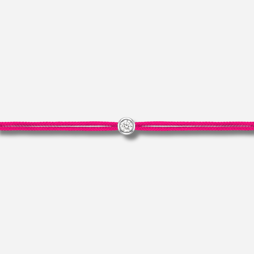 Bracelet Cuty 0.05CT Rose Fluo LoveLab Antwerp en argent 925 ou or 18K avec diamant de laboratoire sur fil fuchsia