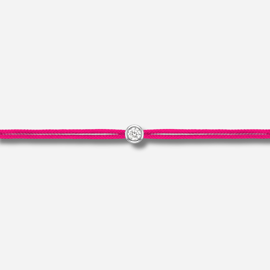 Bracelet Cuty 0.05CT Rose Fluo LoveLab Antwerp en argent 925 ou or 18K avec diamant de laboratoire sur fil fuchsia