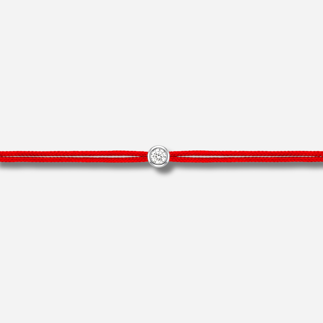 Bracelet Cuty 0.05CT Rouge LoveLab Antwerp en argent 925 ou or 18K avec diamant de laboratoire sur fil rouge