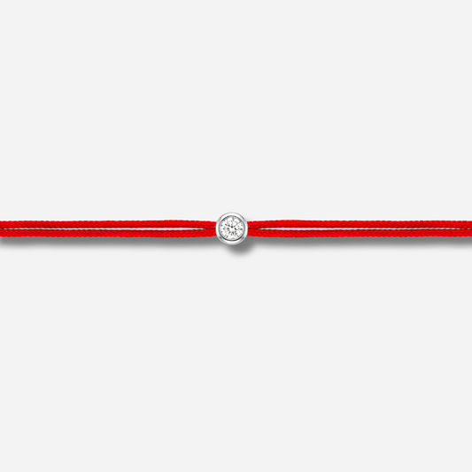 Bracelet Cuty 0.05CT Rouge LoveLab Antwerp en argent 925 ou or 18K avec diamant de laboratoire sur fil rouge