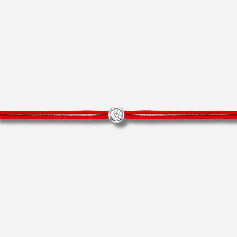 Bracelet Cuty 0.05CT Rouge LoveLab Antwerp en argent 925 ou or 18K avec diamant de laboratoire sur fil rouge