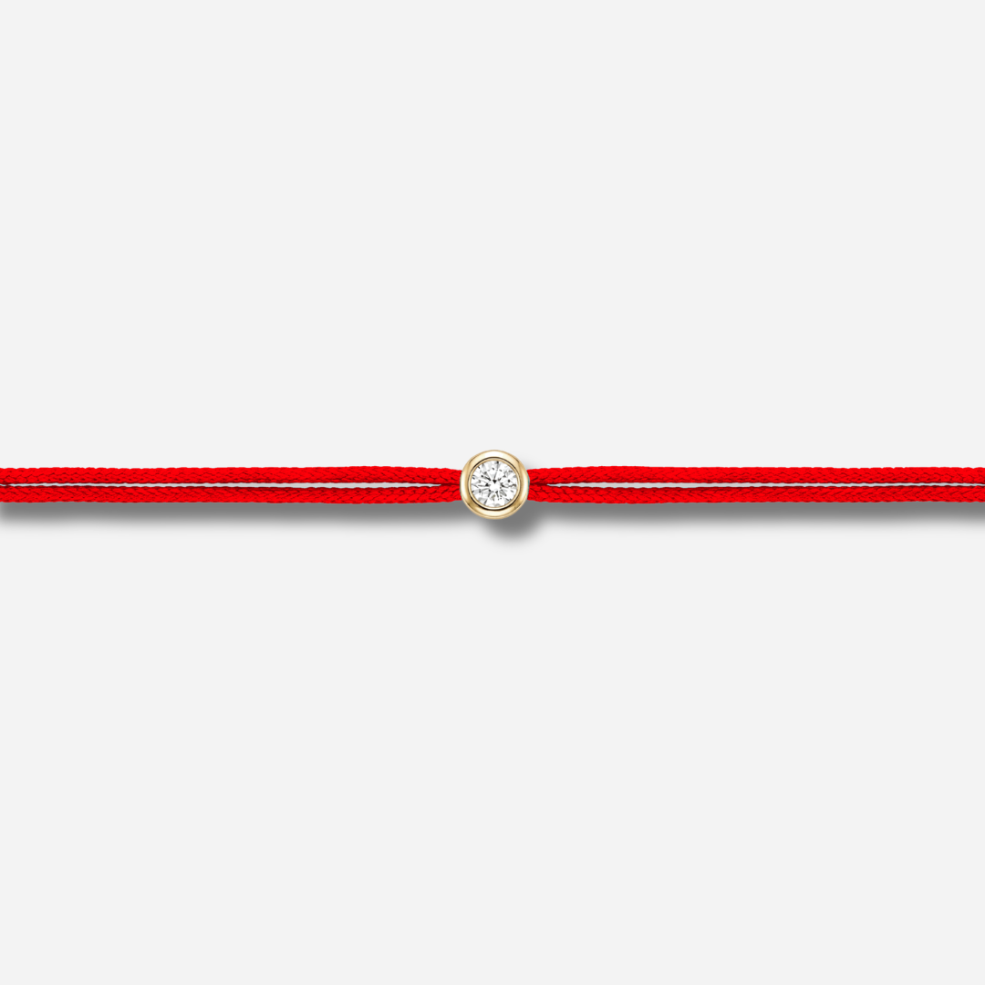 Bracelet Cuty 0.05CT Rouge LoveLab Antwerp en argent 925 ou or 18K avec diamant de laboratoire sur fil rouge