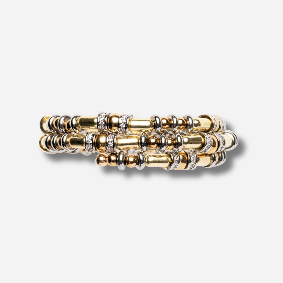 Bracelet Sigal doré et argenté avec anneaux cristaux