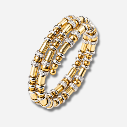 Bracelet Disc Gold and Silver Sigal perles dorées argentées cristaux