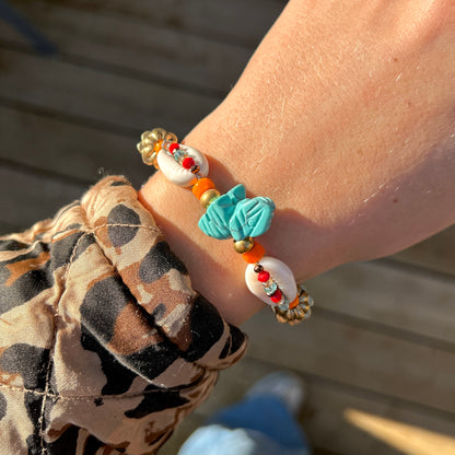 BRACELET - ÉLÉPHANT TRIBAL BLEU ET ORANGE