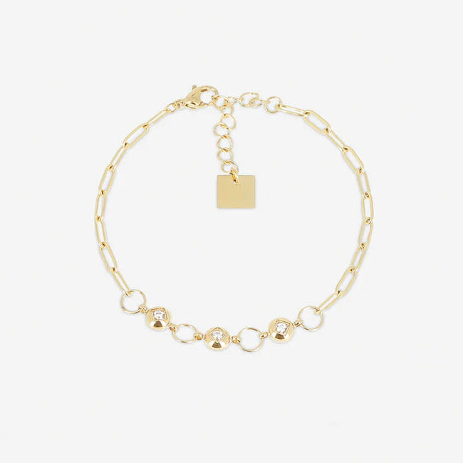 Bracelet Enia ZAG en acier inoxydable doré avec cristaux sertis
