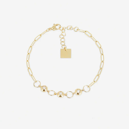 Bracelet Enia ZAG en acier inoxydable doré avec cristaux sertis