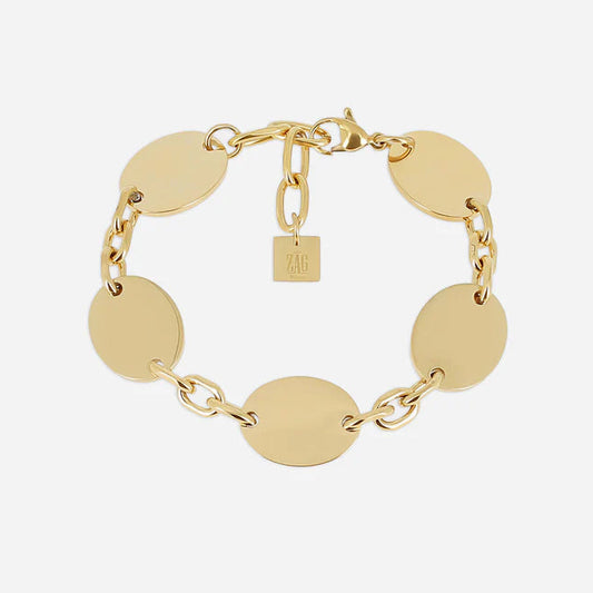 Bracelet Farinole ZAG acier inoxydable doré pastilles rondes chaîne femme Divinity Sète