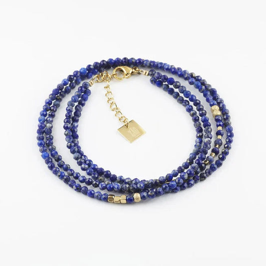 Bracelet Favela ZAG en pierres naturelles facettées multirangs avec fermoir doré
