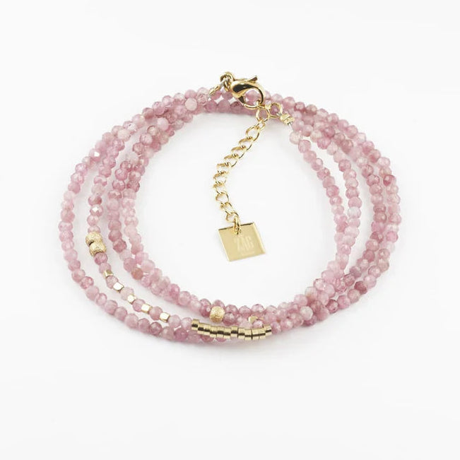 Bracelet Favela ZAG en pierres naturelles facettées multirangs avec fermoir doré