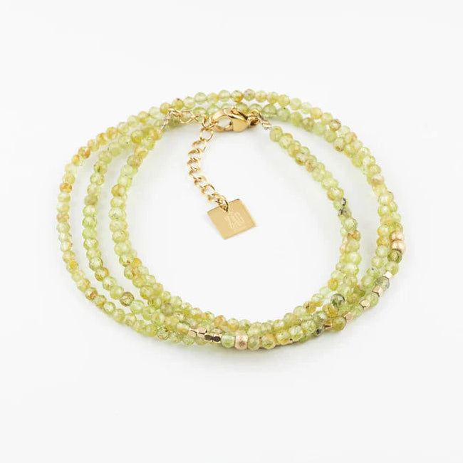 Bracelet Favela ZAG en pierres naturelles facettées multirangs avec fermoir doré