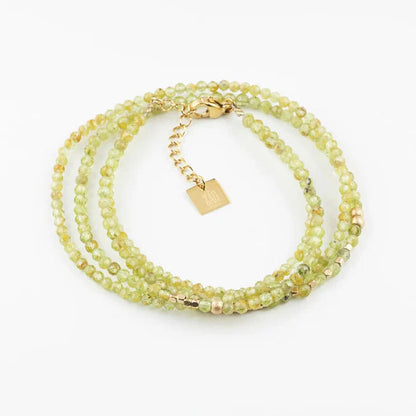 Bracelet Favela ZAG en pierres naturelles facettées multirangs avec fermoir doré