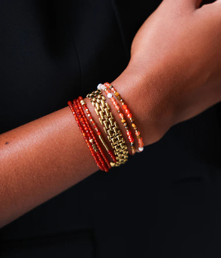 Bracelet Favela ZAG en pierres naturelles facettées multirangs avec fermoir doré