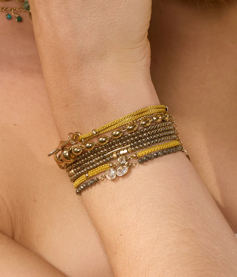 Bracelet Favela ZAG en pierres naturelles facettées multirangs avec fermoir doré
