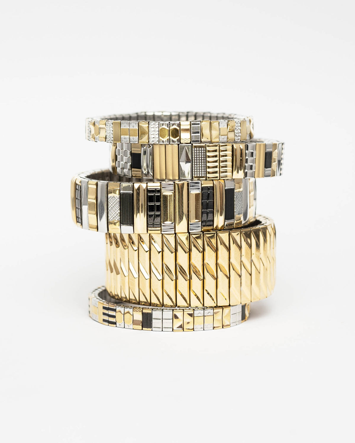 Bracelet femme large SIG 22 Gold Sigal doré à motifs graphiques – Divinity Sète