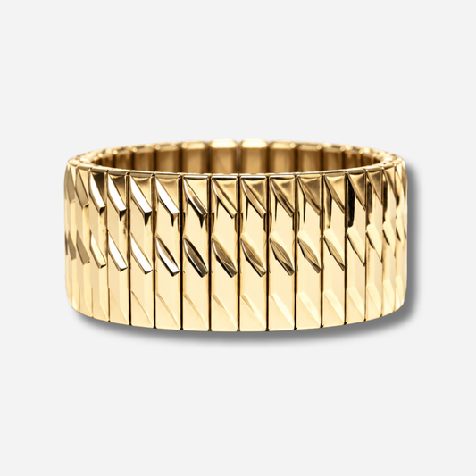 Bracelet femme large SIG 22 Gold Sigal doré à motifs graphiques – Divinity Sète