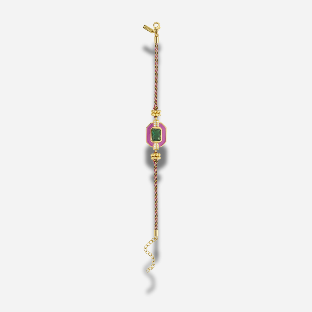 Détail du motif Art Déco du bracelet Fuchsia Art Déco Mya Bay