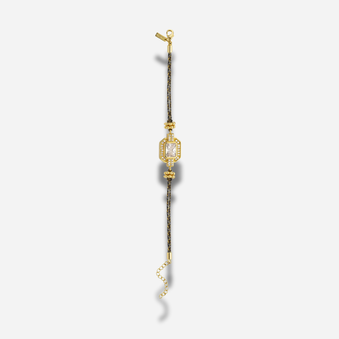 Détail du motif Art Déco doré du bracelet Gold Shiny Art Deco Mya Bay