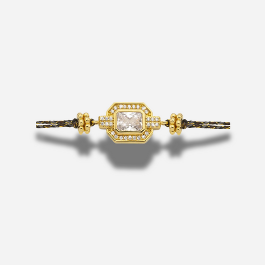 Bracelet Gold Shiny Art Deco Mya Bay doré avec cristal central