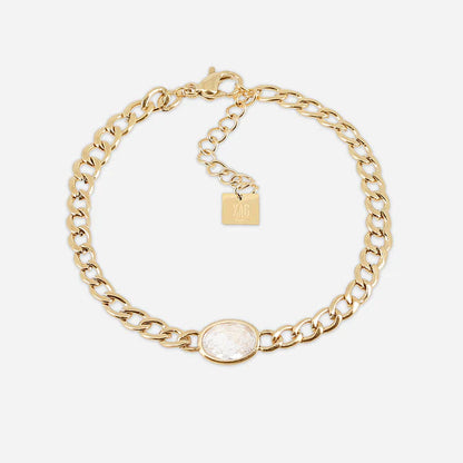 Bracelet Grazia ZAG acier inoxydable doré chaîne avec pierre ovale femme Divinity Sète