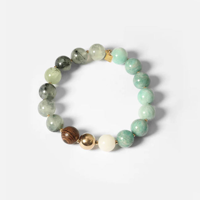 Bracelet Hunter ZAG en pierres naturelles monté sur élastique avec détails dorés