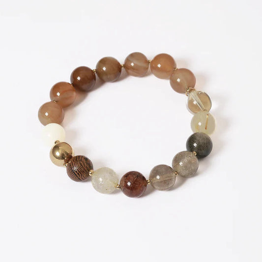 Bracelet Hunter ZAG en pierres naturelles monté sur élastique avec détails dorés