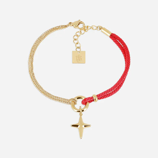 Bracelet Istrana ZAG en acier inoxydable doré avec étoile suspendue et cordon coloré