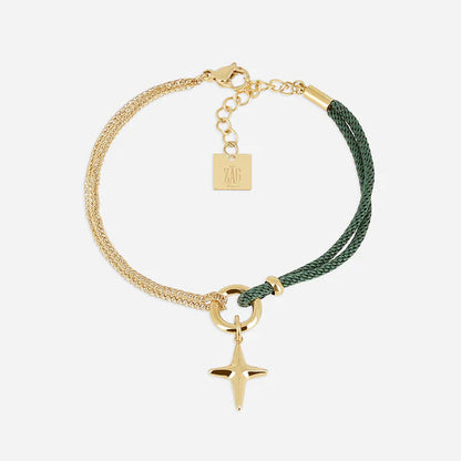 Bracelet Istrana ZAG en acier inoxydable doré avec étoile suspendue et cordon coloré