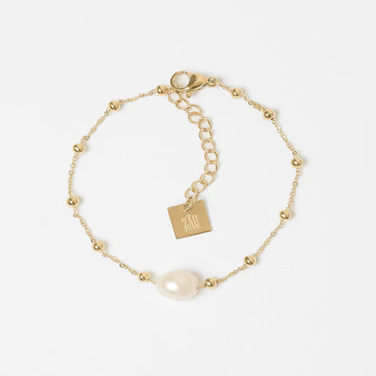 Bracelet Izia ZAG en acier inoxydable doré avec véritable perle d’eau douce