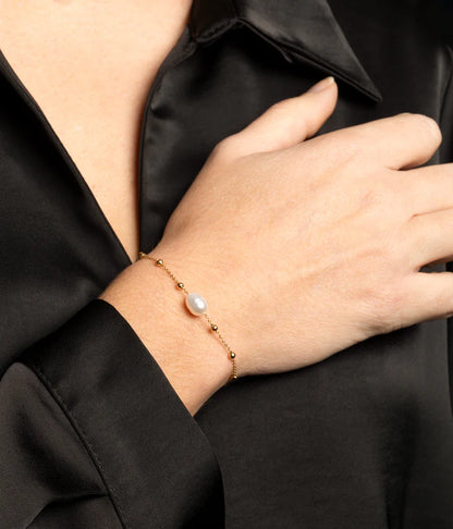 Bracelet Izia ZAG en acier inoxydable doré avec véritable perle d’eau douce