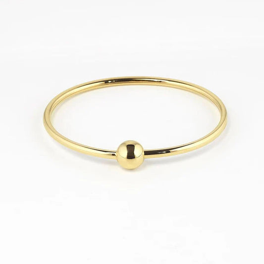 Bracelet jonc Bianca ZAG acier inoxydable doré avec boule centrale bracelet femme Divinity Sète