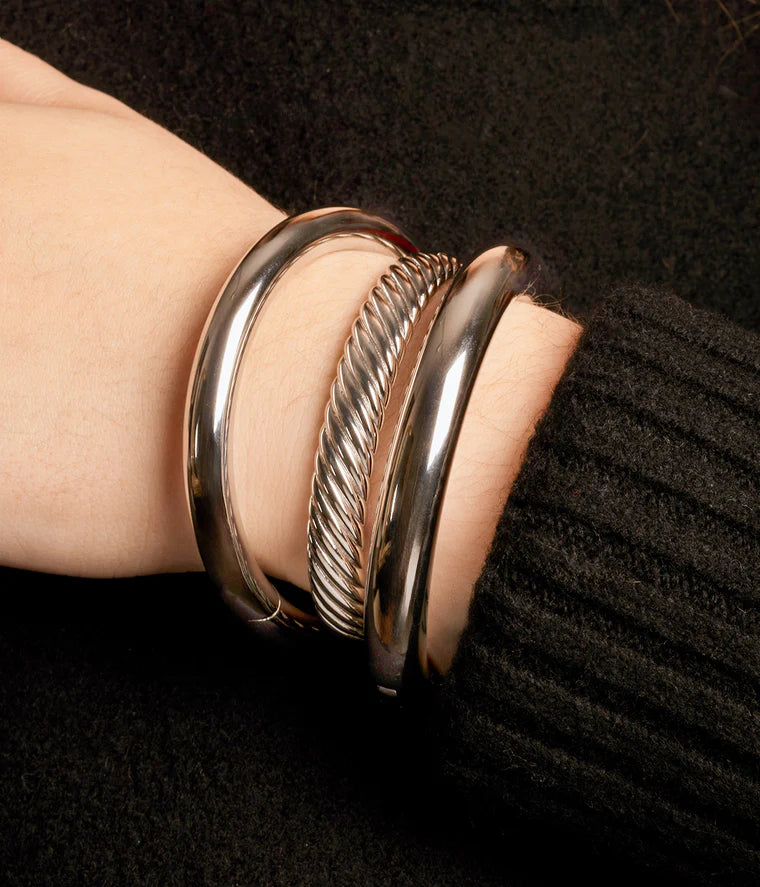 Bracelet jonc Carline ZAG acier inoxydable argenté ou doré bracelet rigide lisse élégant femme Divinity Sète