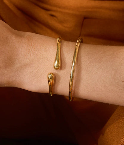 Bracelet jonc Chenille ZAG acier inoxydable doré argent fin minimaliste femme Divinity Sète