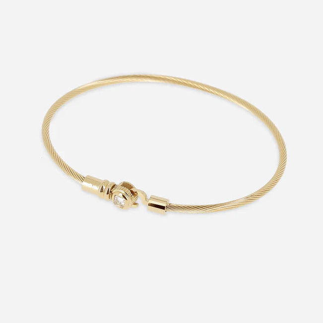 Bracelet jonc Ciao câble doré zircon central femme élégant Divinity Sète