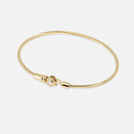 Bracelet jonc Ciao câble doré zircon central femme élégant Divinity Sète