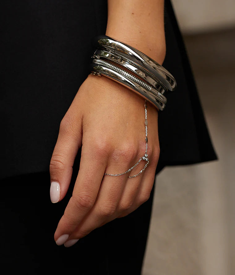 Bracelet jonc Darwin ZAG acier inoxydable argenté ou doré bracelet rigide lisse élégant femme Divinity Sète